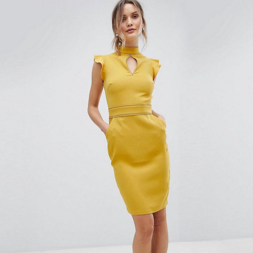 Asos Paper Dolls Cap Sleeve Keyhole Dress